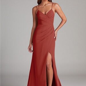 Azazie Terracotta chiffon dress